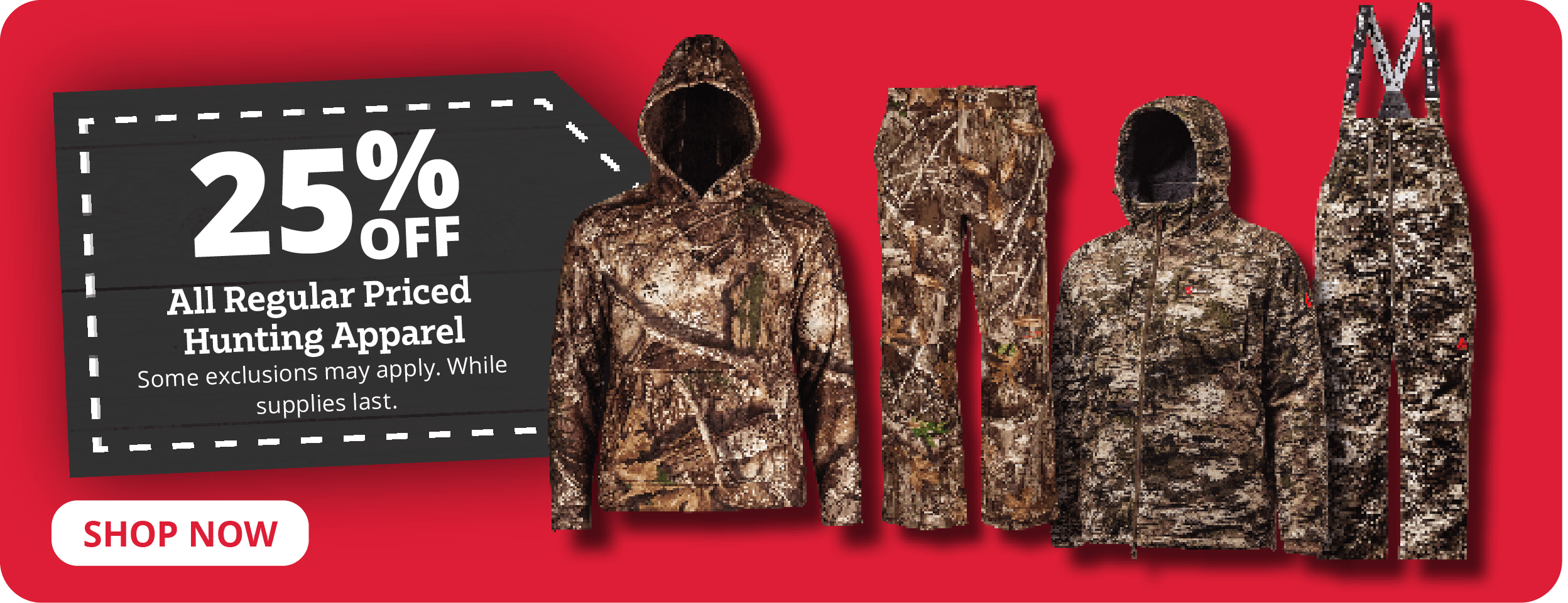 25% off All Regular Priced Hunting Apparel