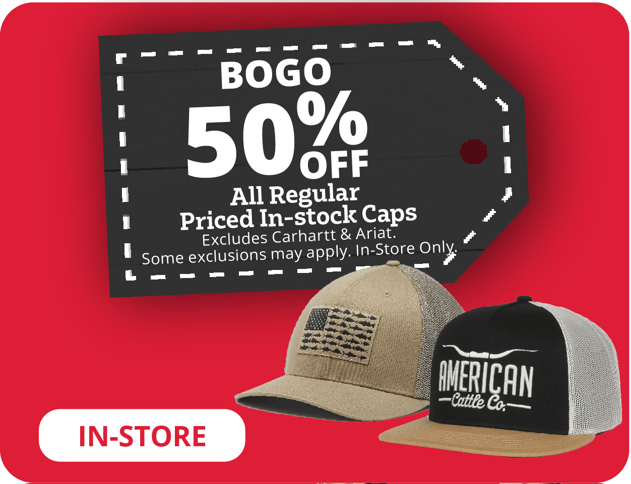 BOGO 50% Off All Regular Priced In-Stock Caps