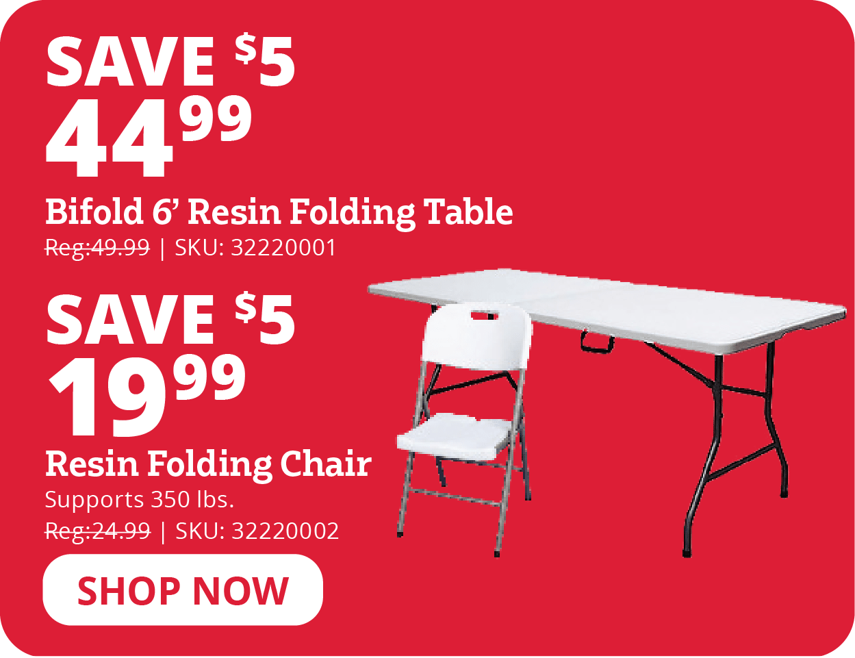 Bifold 6' Resin Folding Table and Resin Folding Chair