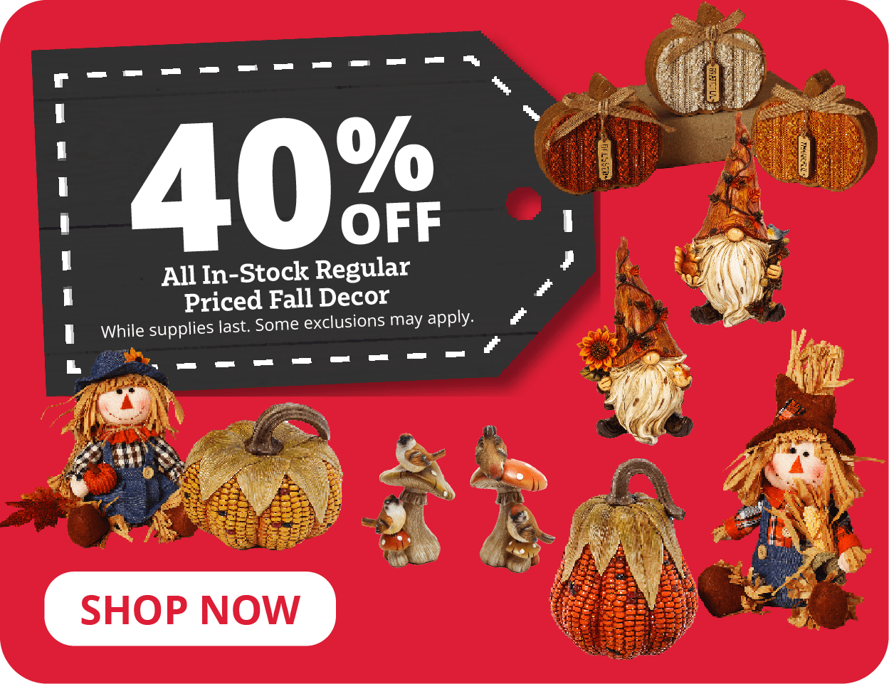 40% Off All In-Stock Regular Priced Fall Décor
