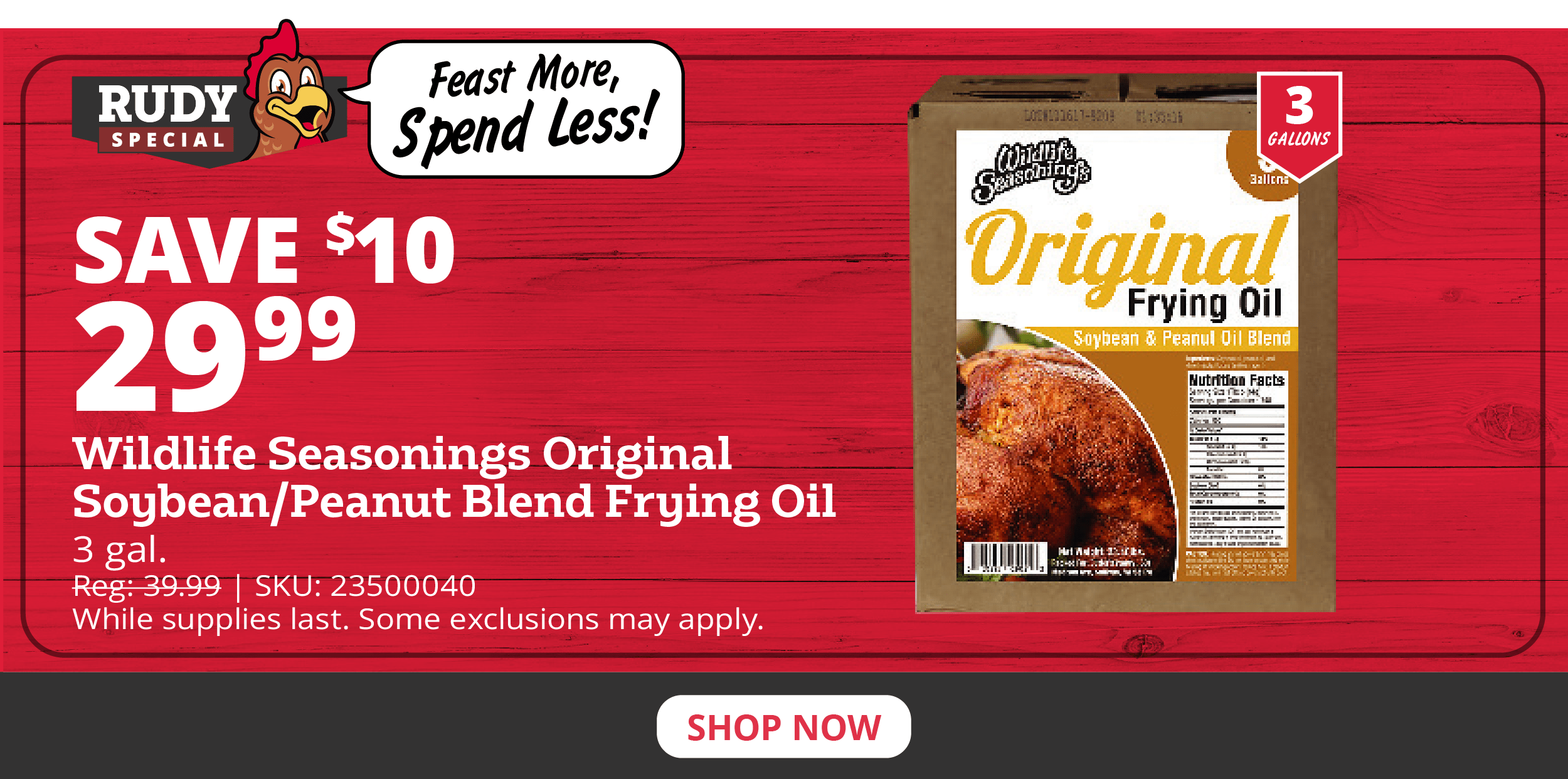 Wildlife Seasoning Original Soybean/Peanut Blend Frying Oil