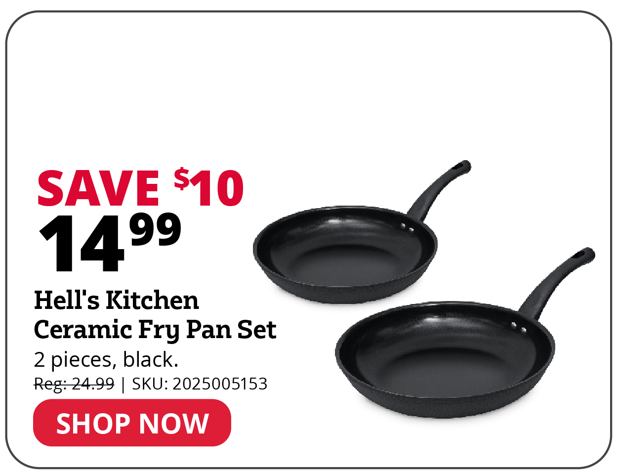 Hell's Kitchen 2 piece Ceramic Fry Pan Set