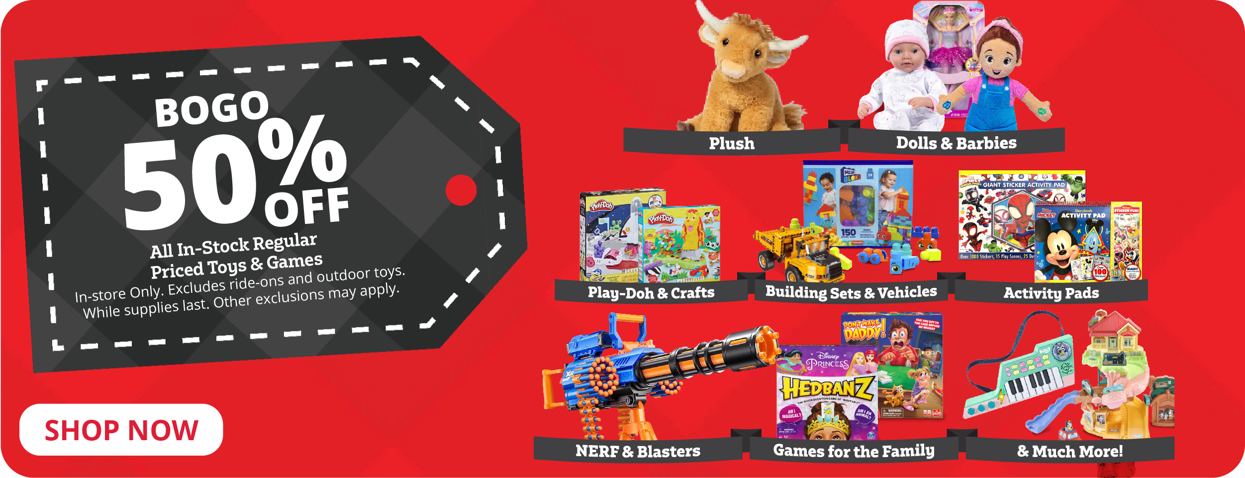 BOGO 50% off All-In-Stock Regular Priced Toys & Games