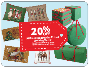 20% Off All In-Stock Regular Priced Holiday Décor