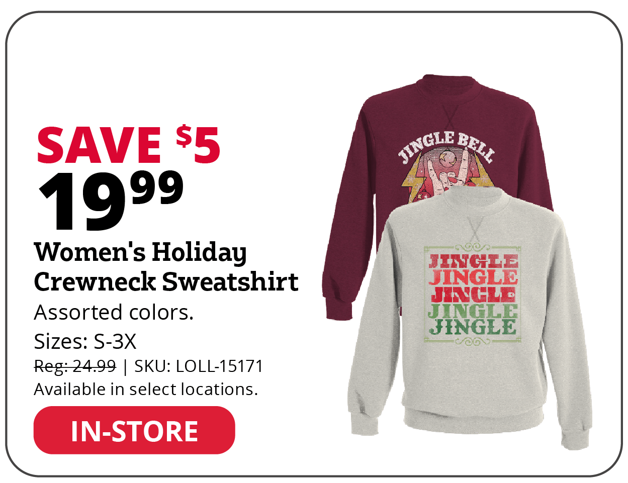 Women's Jingle Bell Rockin Fleece Crew Sweatshirt