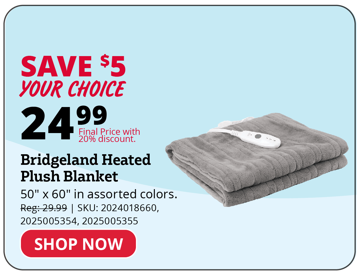 Bridgeland Heated Plush Blanket