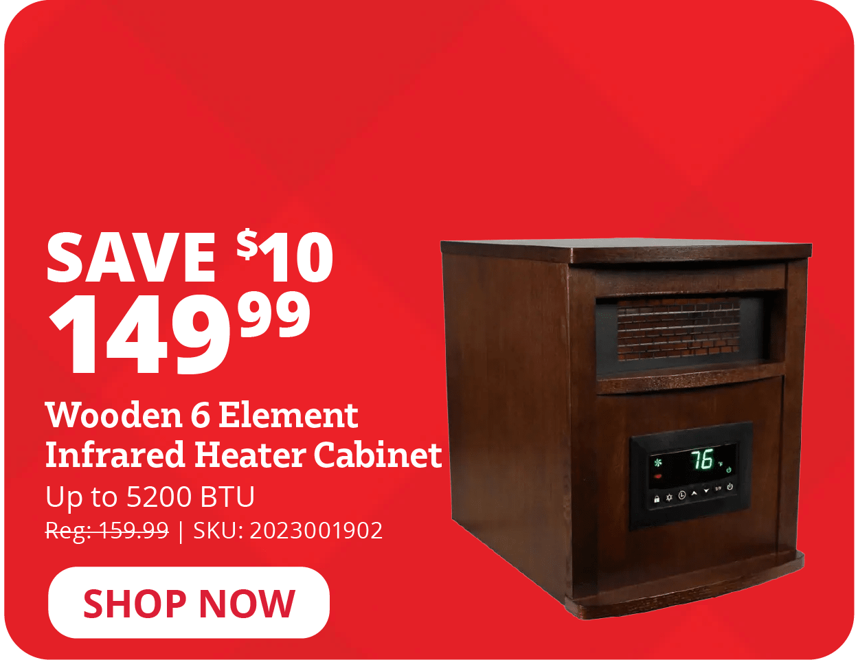 Wooden 6 Element Infared Heater Cabinet