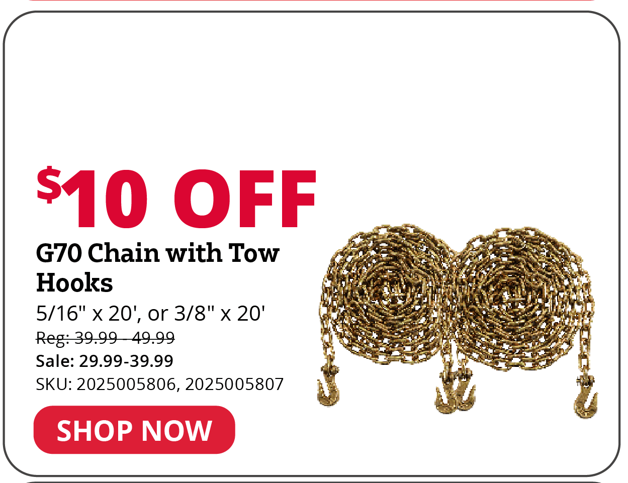 G70 Chain with Tow Hooks