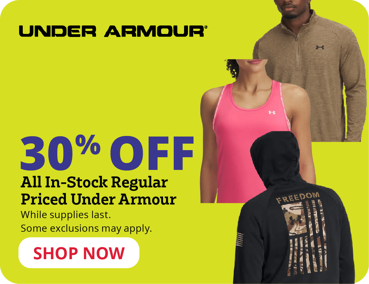 30% Off All In-Stock Regular Priced Under Armour