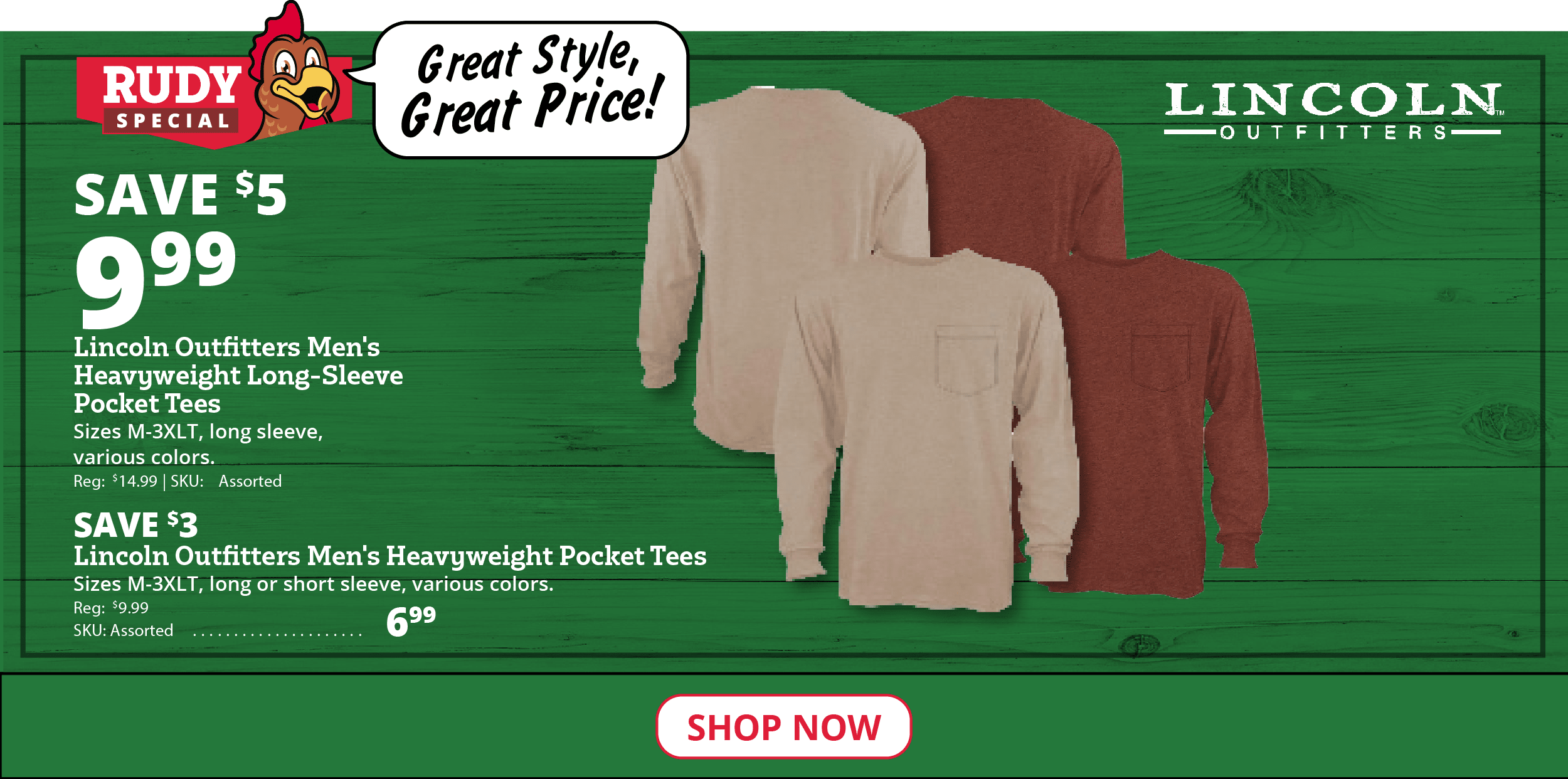 Lincoln Outfitters Men's Heavyweight Long-Sleeve Pocket Tees