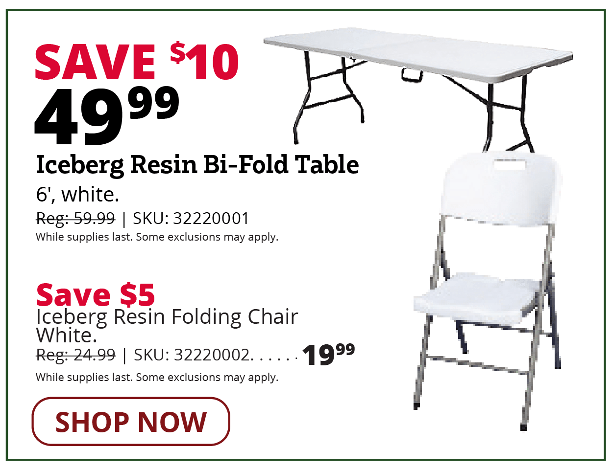 Iceberg Resin Bi-Fold Table and Chair