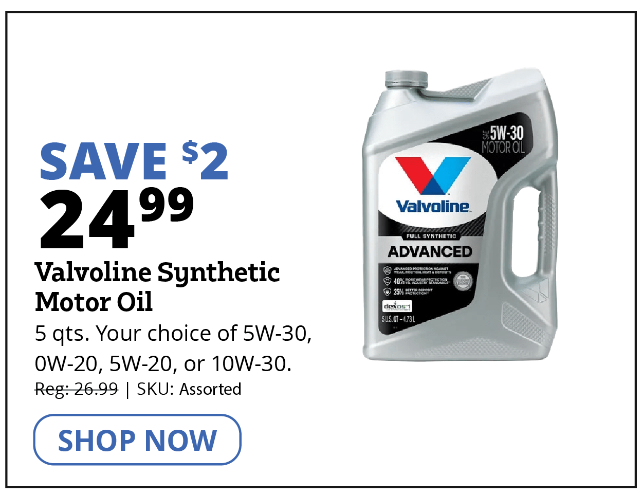 Valvoline Synthetic Motor Oil