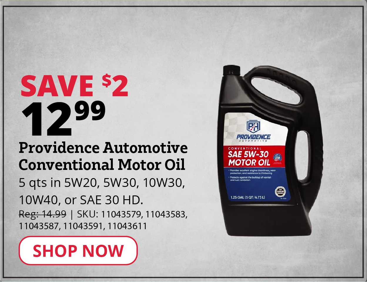Providence Automotive Conventional Motor Oil 5 qts