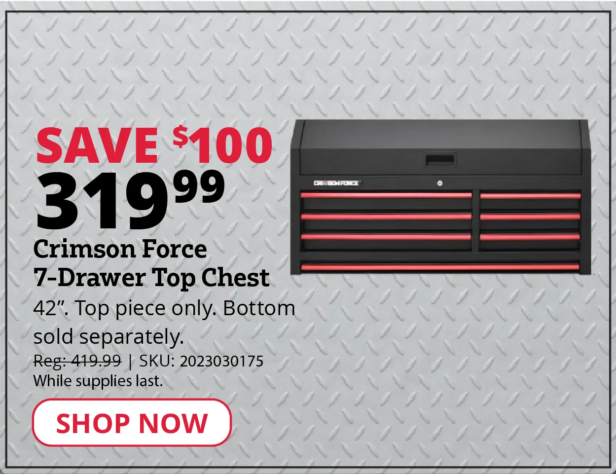 Crimson Force 7-Drawer Top Chest. Top piece only. Bottom sold separately.