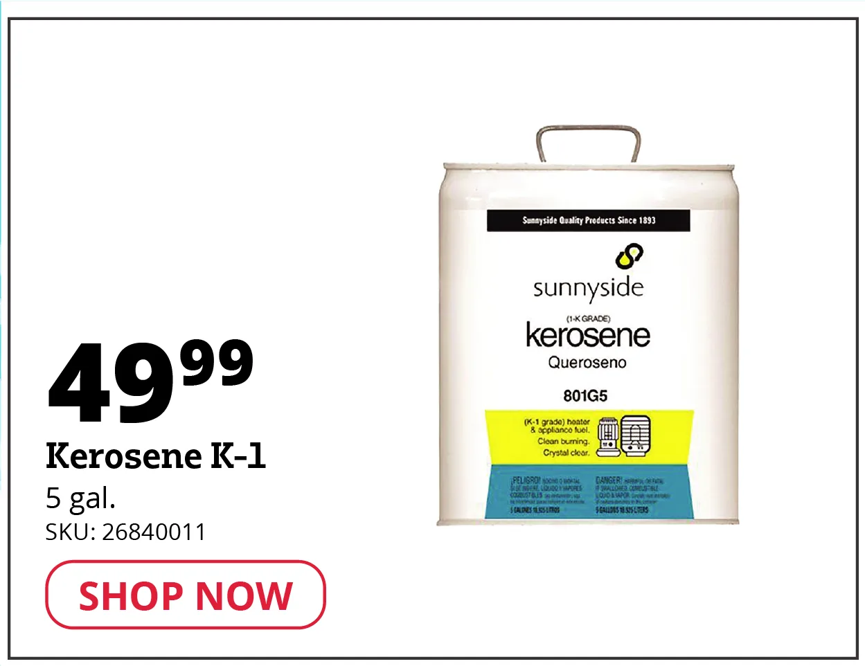 Sunnyside K-1 Kerosene, 5 gal - 801G5