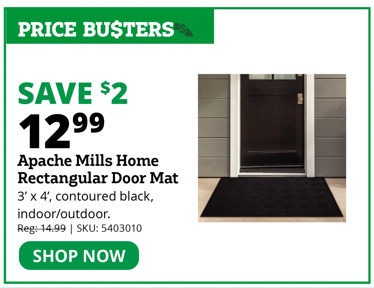 Apache Mills Home 3' x 4' Contoured Black Indoor/Outdoor Rectangular Door Mat - MT1005253US