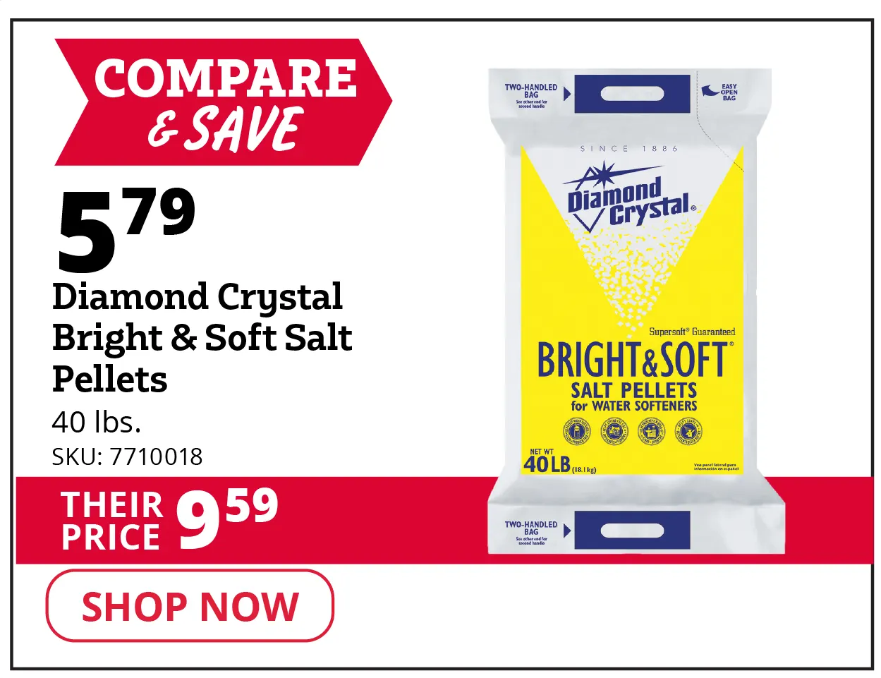 Diamond Crystal Bright & Soft Salt Pellets, 40 lb. Bag - 100012407