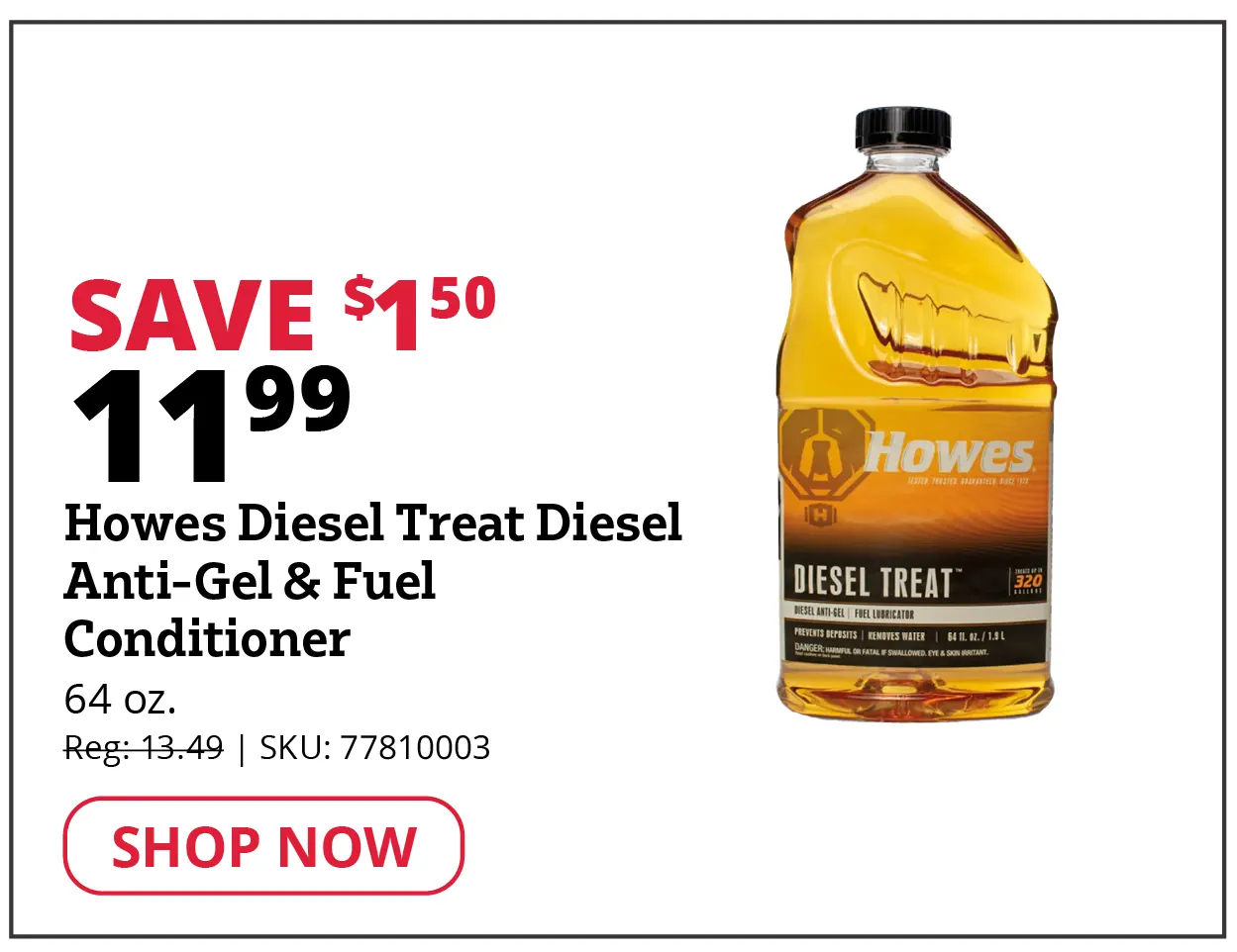 Howes Diesel Treat Diesel Anti-Gel & Fuel Conditioner, 64 oz. - HOWE103060