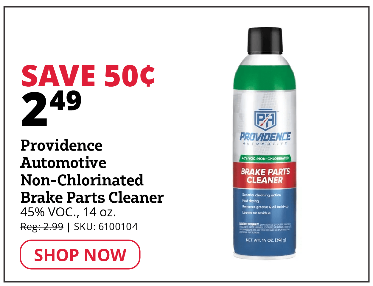 Providence Automotive NonChlorinated Brake Parts Cleaner