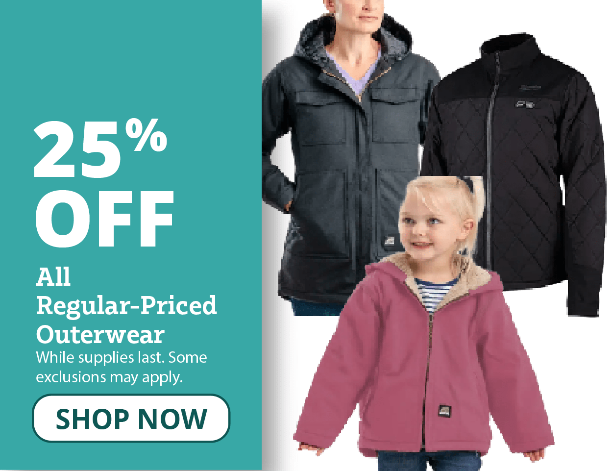 25% OFF All Regular-Priced Outerwear