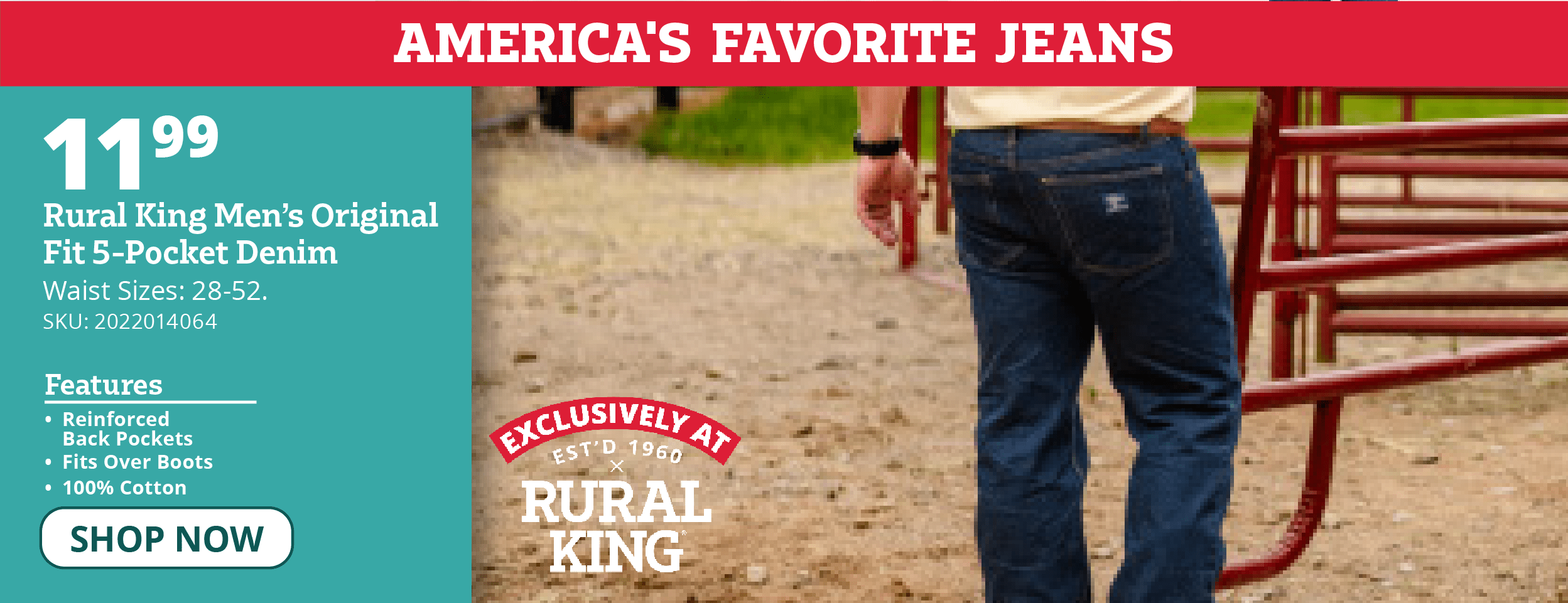 Rural King Men's Original Fit 5-Pocket Denim