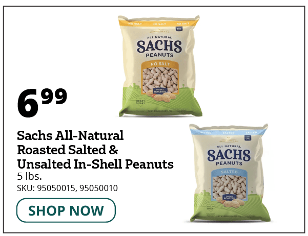Sachs All-Natural Roasted Salted & Unsalted In-Shell Peanuts