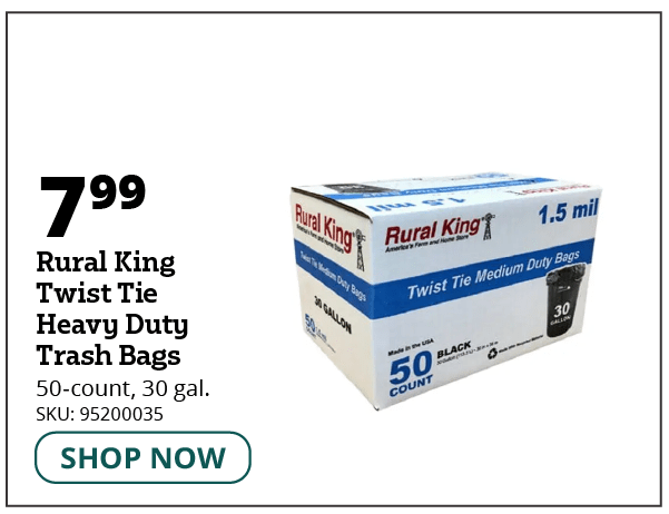 Rural King Twist-Tie Heavy Duty 30 Gallon Trash Bags