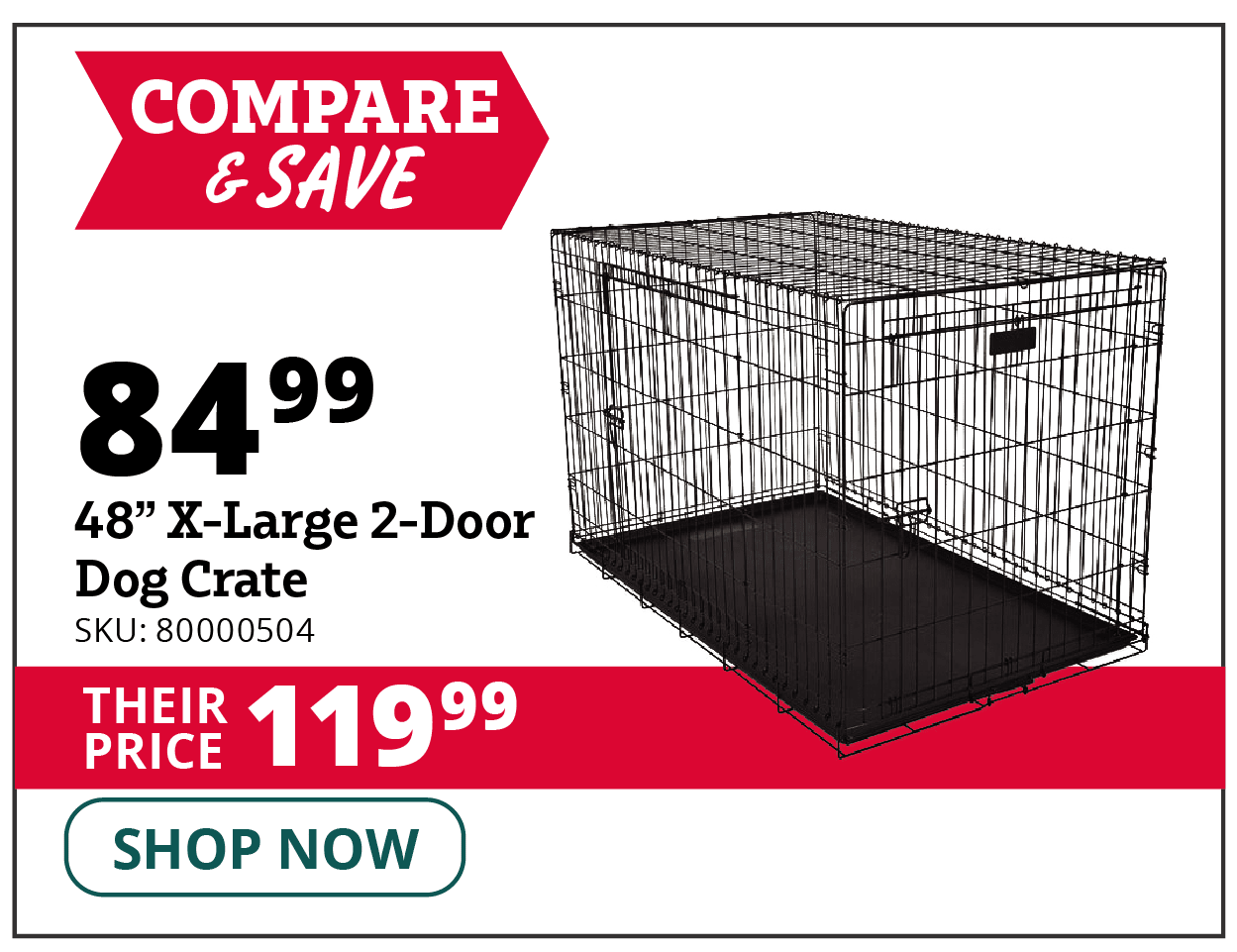 Precision Pet Products 2 Door Dog Crate, 48" - 10006460