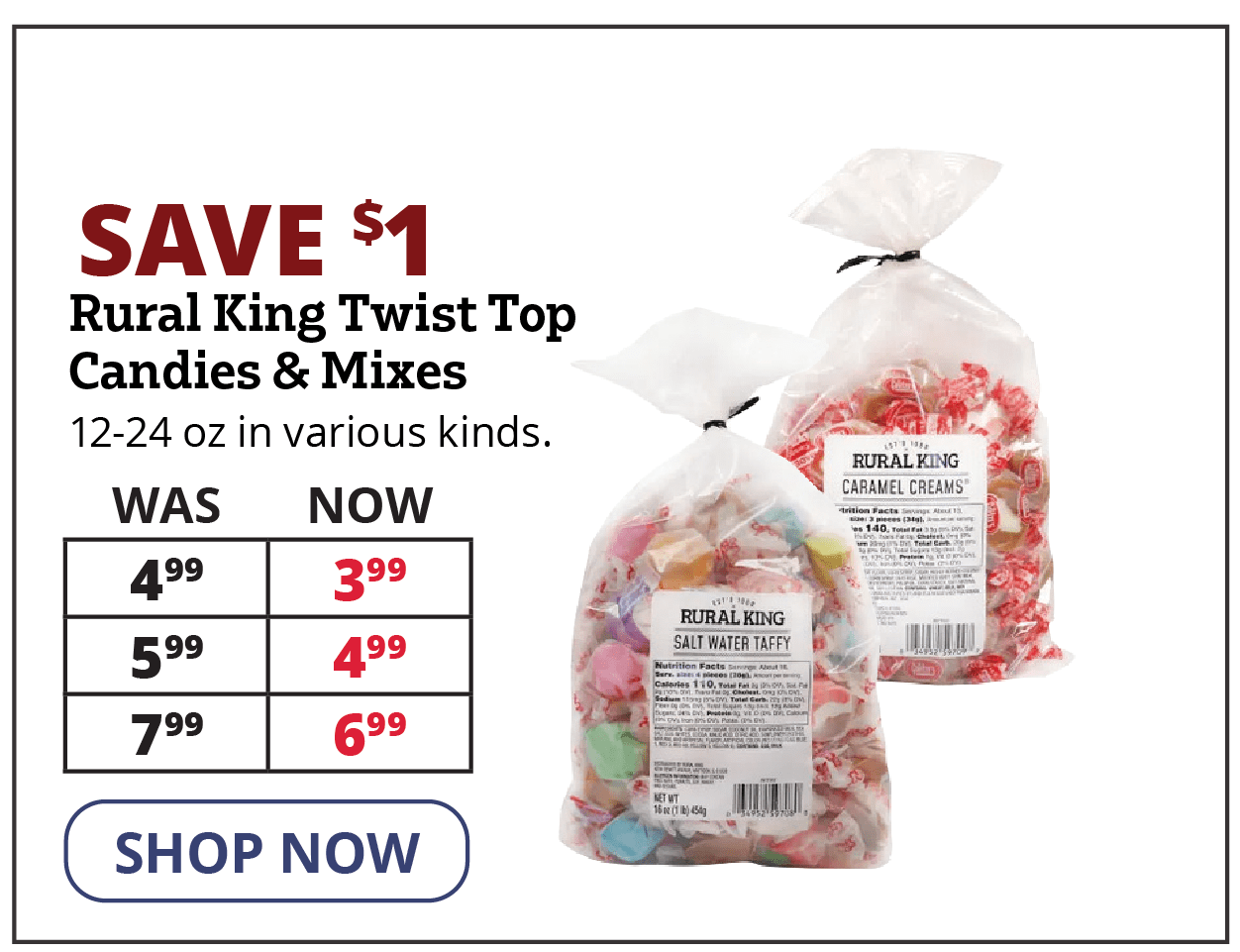 Rural King Twist Top Candies & Mixes