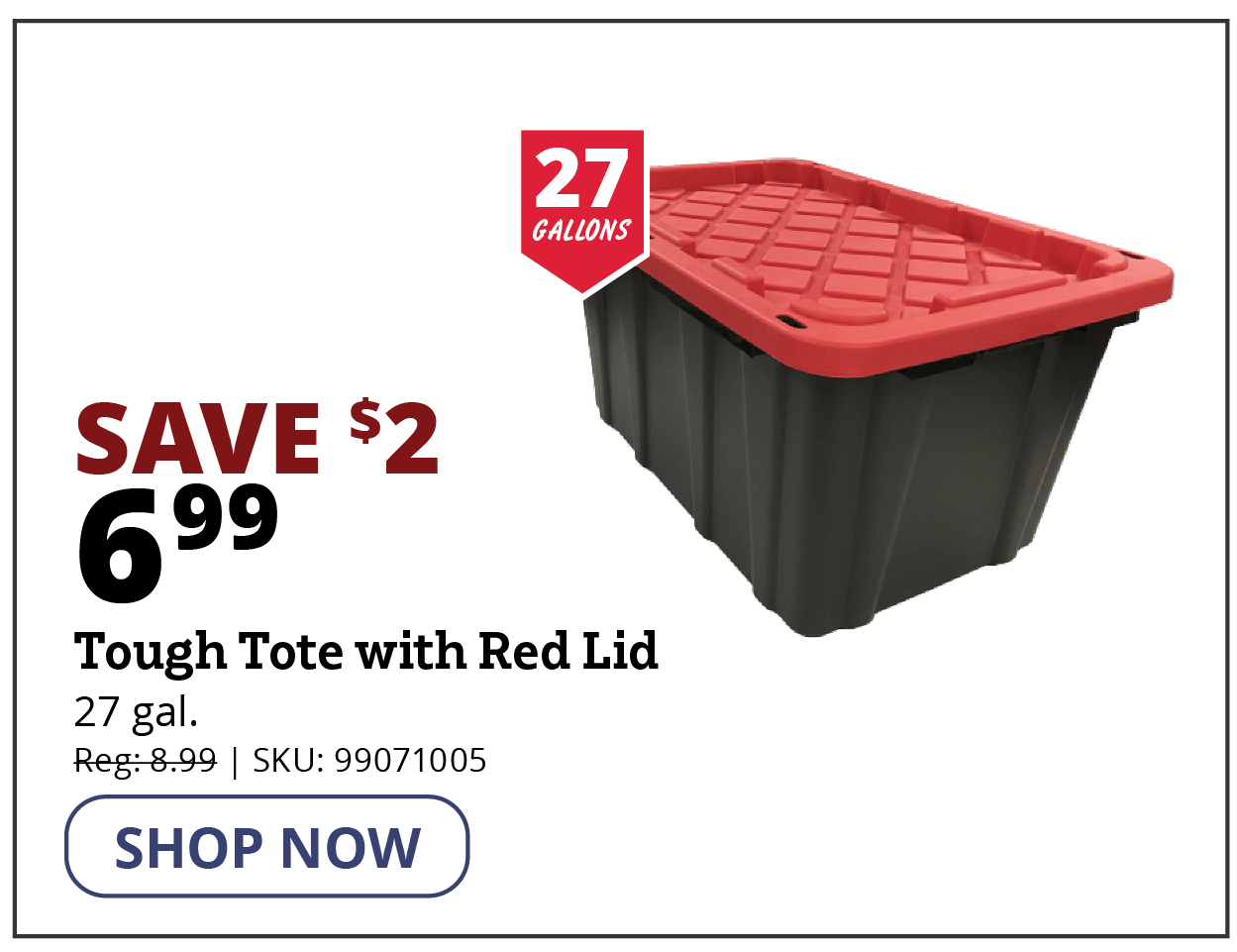 Tough Tote with Red Lid