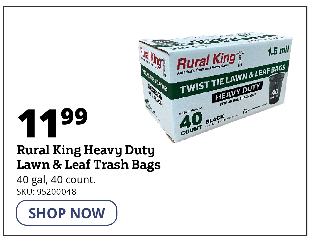 Rural King Heavy Duty 40 Gallon Lawn & Leaf Trash Bags