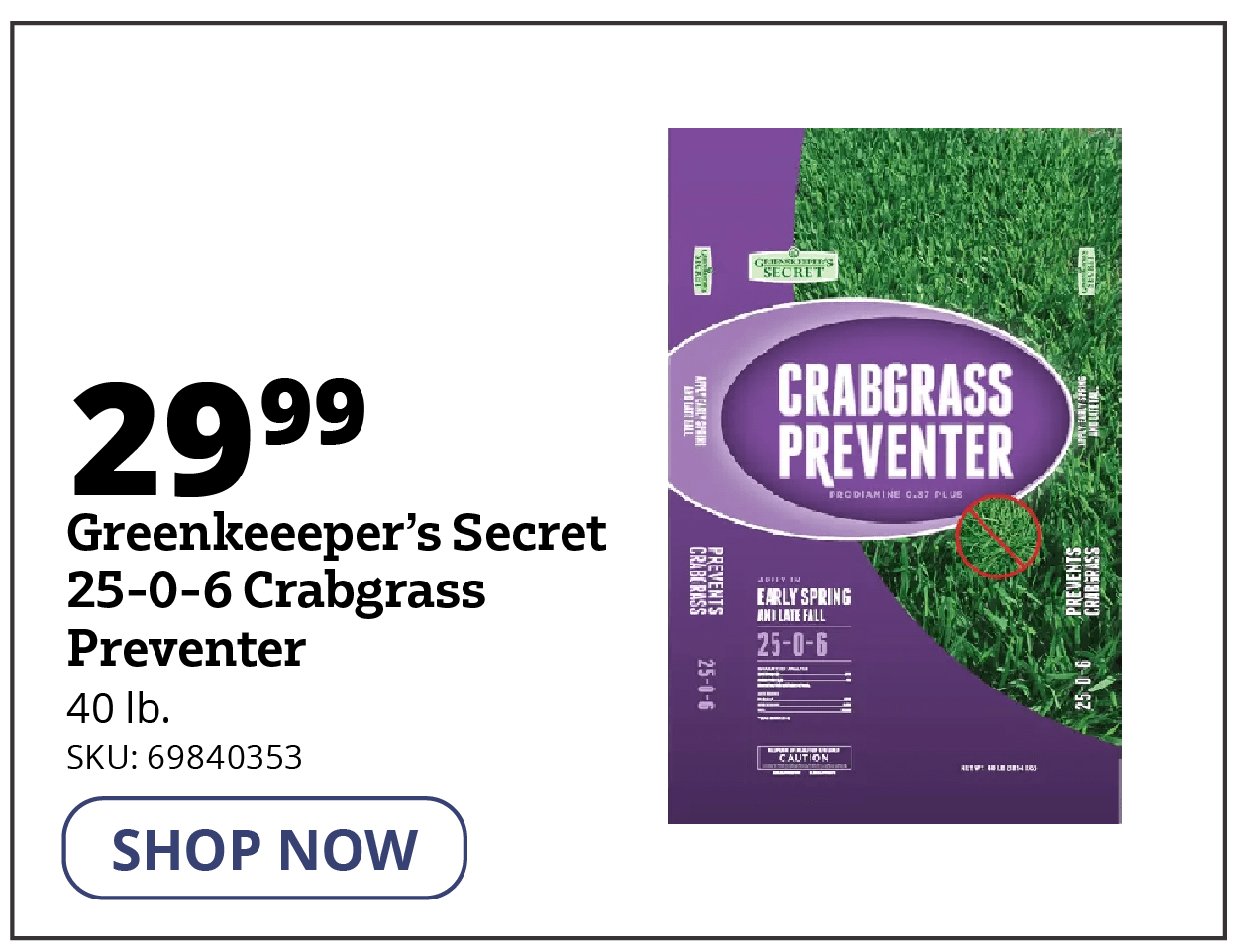 Greenskeeper's Secret 25-0-6 Crabgrass Preventer