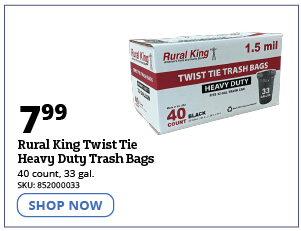 Rural King Twist-Tie Heavy Duty 33 Gallon Trash Bags