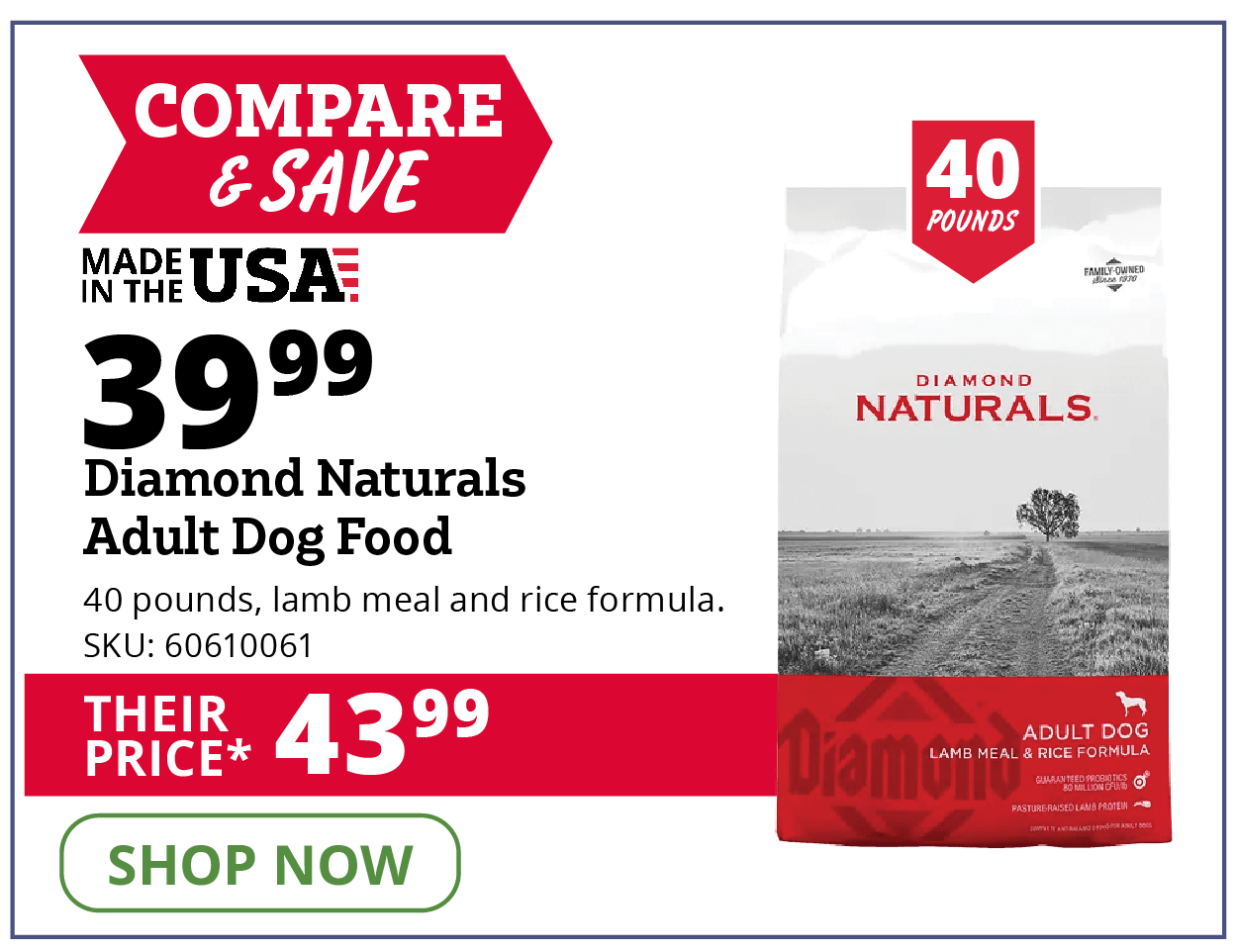Diamond Naturals Adult Dog Lamb Meal & Rice Formula