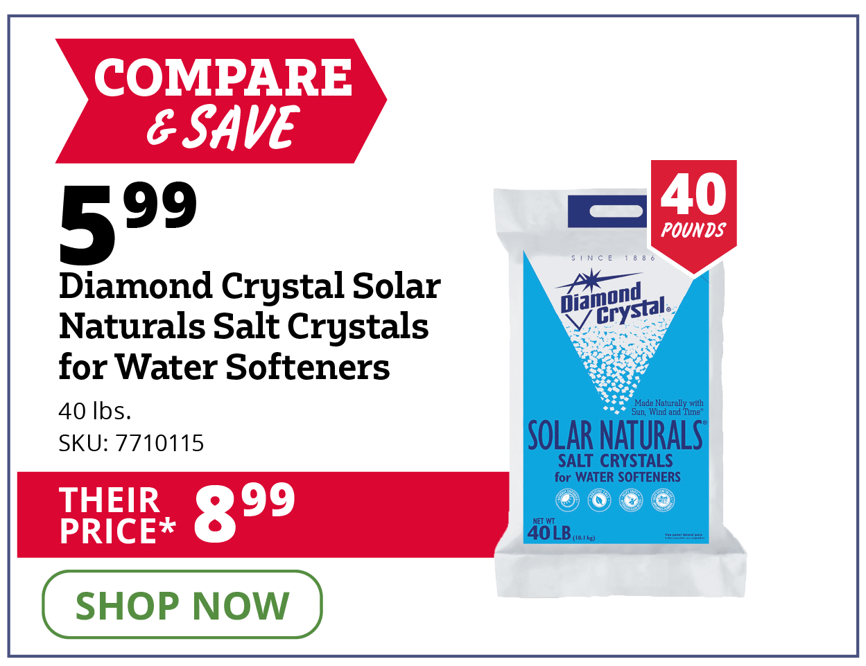 Diamond Crystal Solar Naturals Salt Crystals for Water Softeners