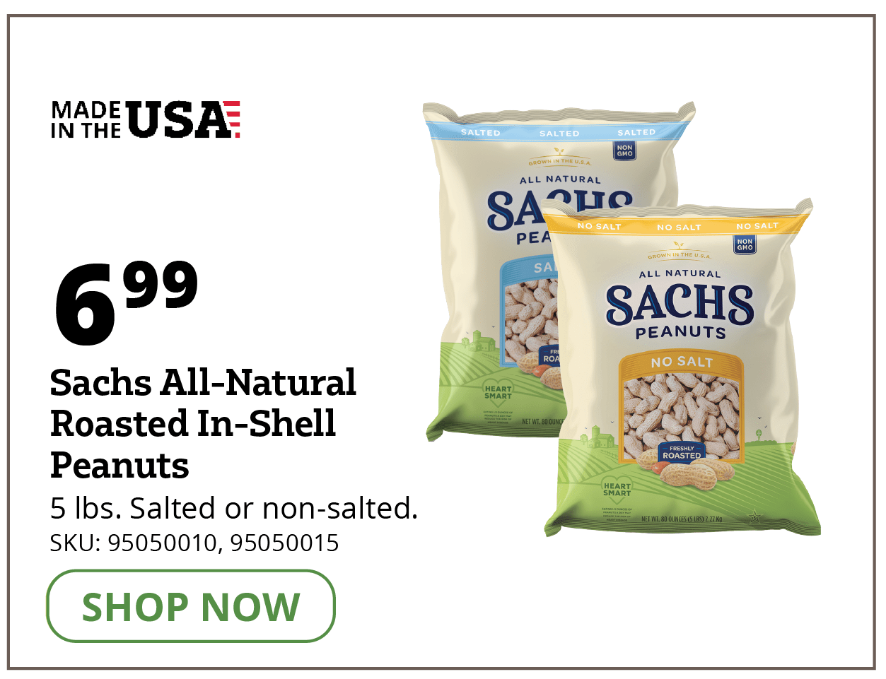 Sachs All-Natural Roasted In-Shell Peanuts
