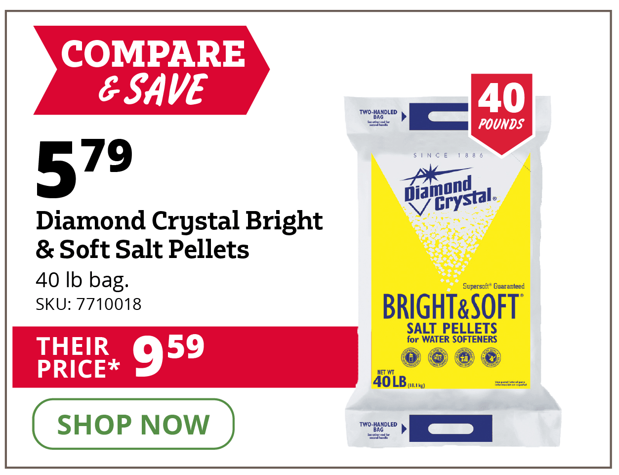 Diamond Crystal Bright & Soft Salt Pellets, 40 lb. Bag - 100012407