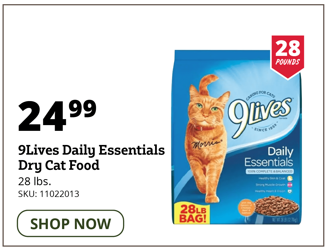 9Lives Daily Essentials Dry Cat Food, 28 lb. Bag