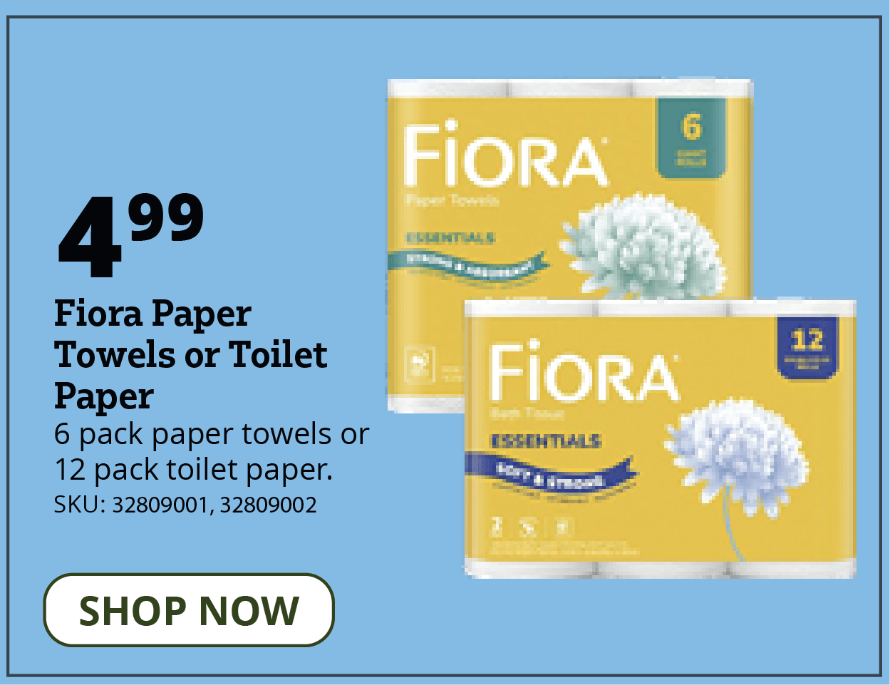 Fiora Paper Towels or Toilet Paper