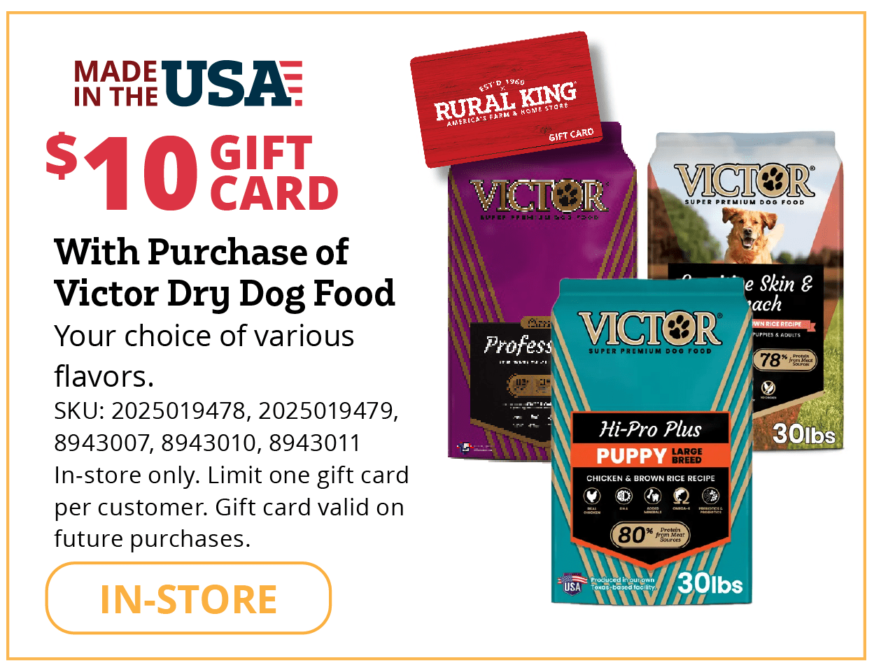 $10 Gift Card - Victor Dog Food