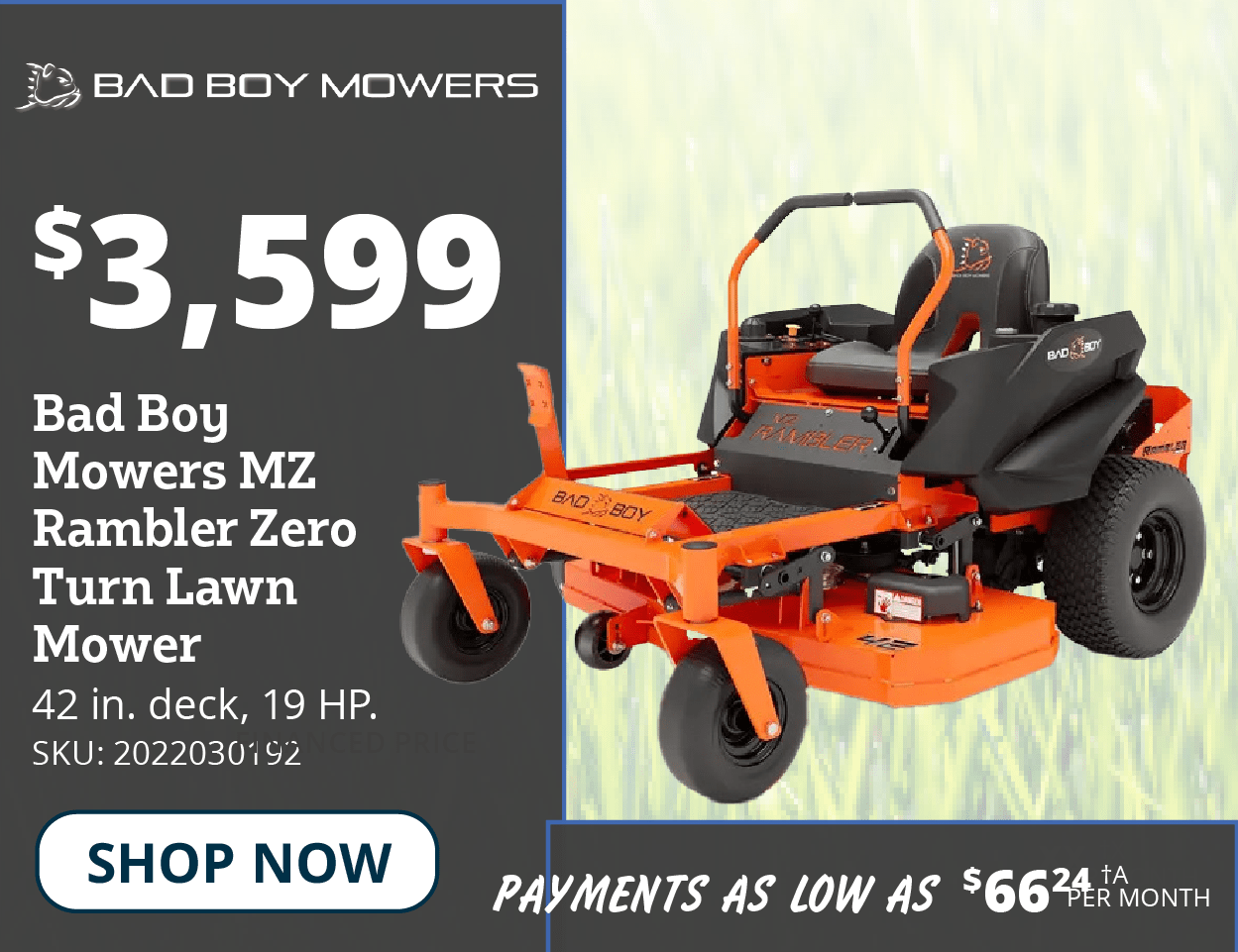 Bad Boy MZ Rambler Gas 42 in. 19 HP Zero Turn Mower