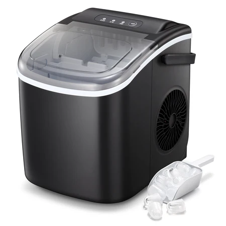 R.W.FLAME Portable Countertop Ice Maker,9 Cubes Ready in 6-13 Minutes,26lb/24H,Compact Machine with Scoop and Basket