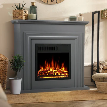 R.W.FLAME 36'' Electric Fireplace with Mantel Package, 750-1500W, Gray