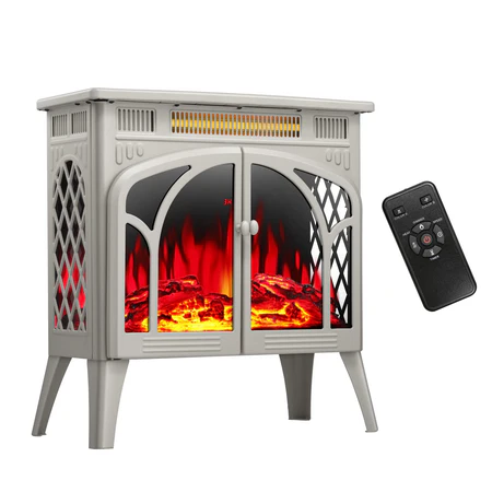 R.W.FLAME 24 Inch Electric Fireplace Stove Heater 1500W Infrared Fireplace Stove w/ 3D Realistic Flame