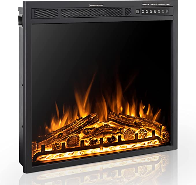 R.W.FLAME 37''Electric Fireplace Insert, Infrared Electric Fireplace, Log and Flame, 750W/1500W R.W.FLAME