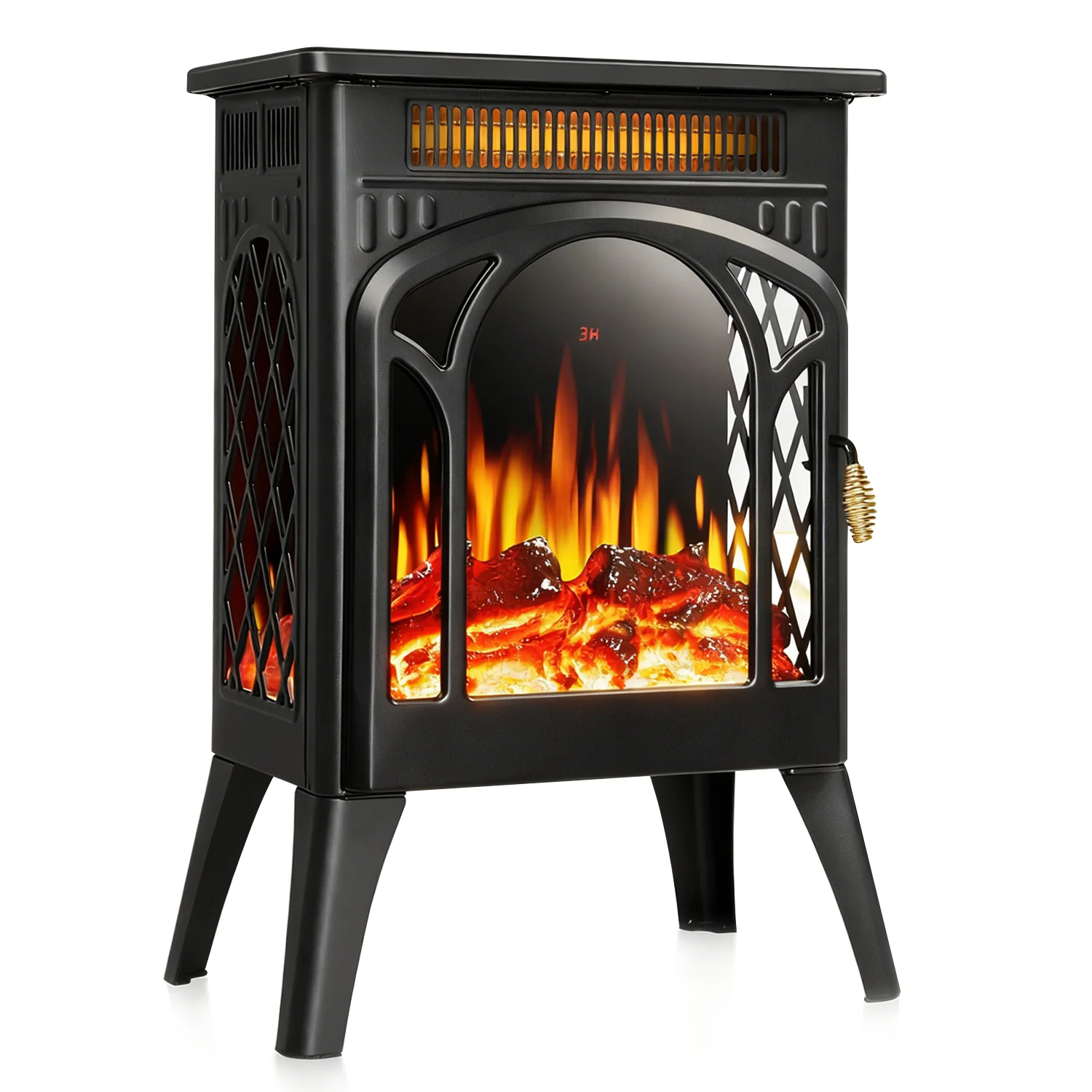 R.W.FLAME 17 Inch Electric Fireplace Heater with Adjustable Brightness and Heating Mode Log Set Colors