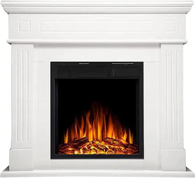 R.W.FLAME 43"Electric Fireplace Mantel Wooden Surround Firebox,750W/1500W