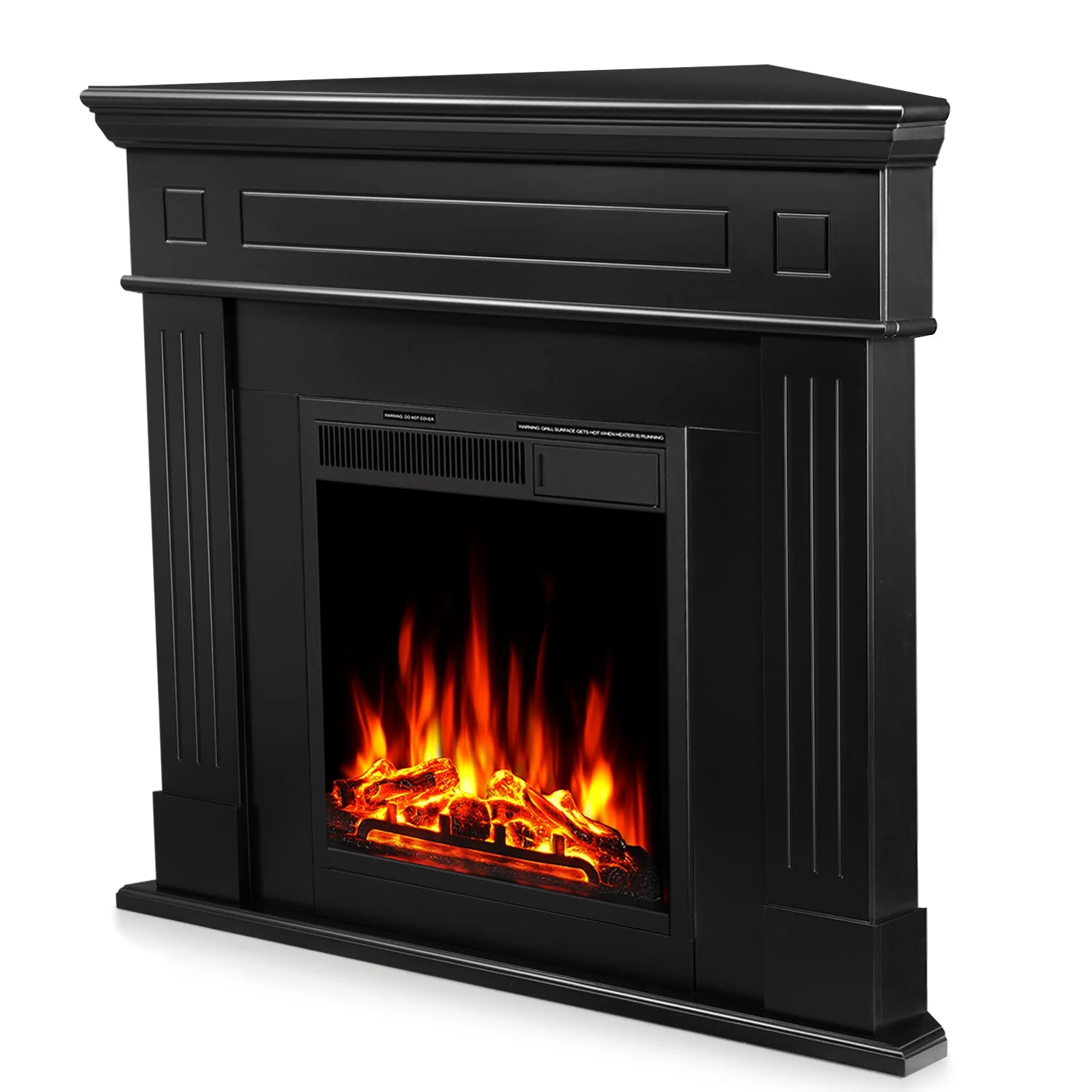 R.W.FLAME 44" Corner Freestanding Electric Fireplace with Mantel Package and Log 750-1500W R.W.FLAME