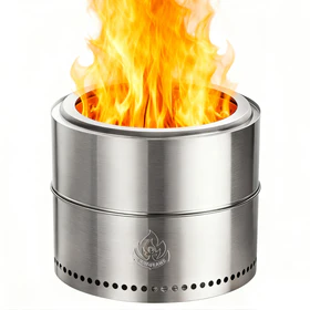 R.W.FLAME 19" Round Stainless Steel Smokeless Fire Pit with Detachable Ash Pan and Carry Bag