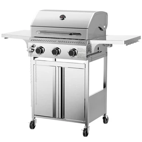 3-Burner Propane Gas Grill Stainless Steel 24000 BTU with Folding Side Tables